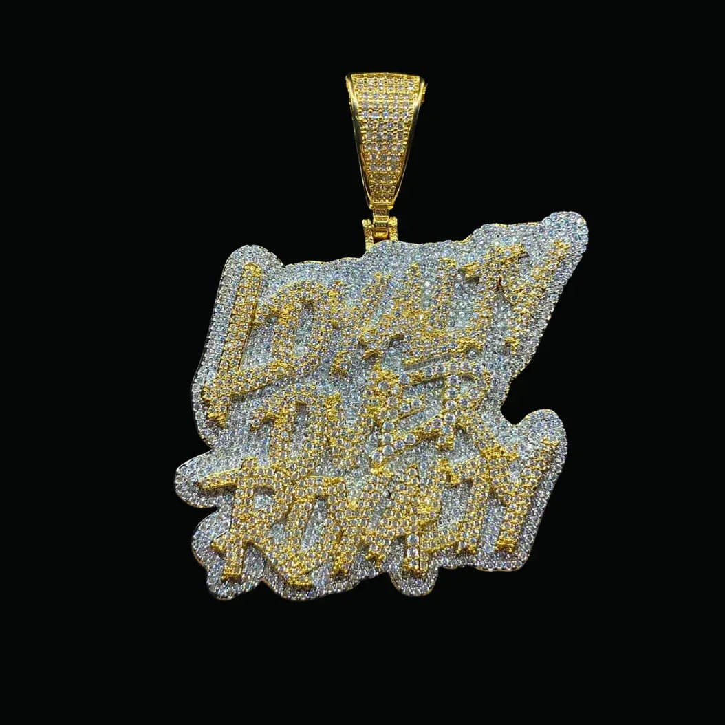 Loyalty Over Royalty Iced Out Letter Pendant Necklace – Custom Hip Hop Jewelry for Men - CaratixJewelry